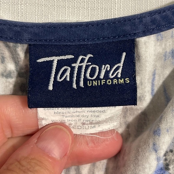 Tafford Blue Grey Aztec‎ Print Medium Scrub Top Poly Cotton Pre-owned - Picture 4 of 7